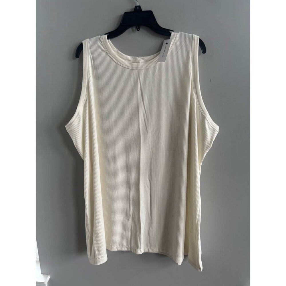 NWT Lane Bryant Cream Ribbed Tank Top Loose Fit Plus Size 38/40